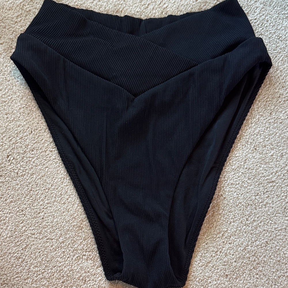 Aerie High-Waist Bikini Bottoms in Black and Hot Pink - Picture 4 of 8